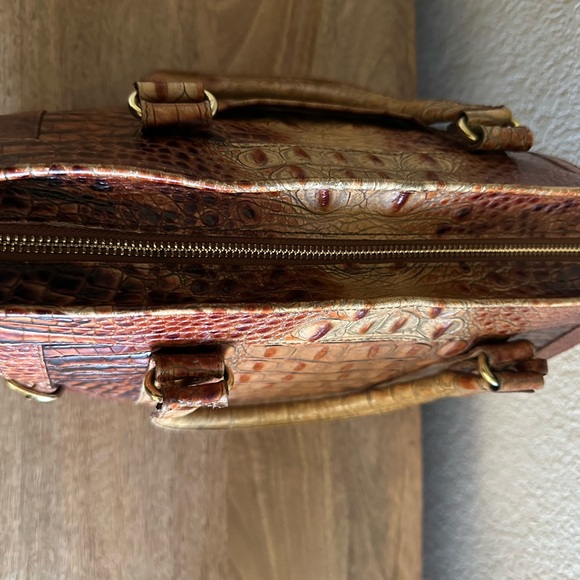 Brahim brown Melbourne signature croc-embossed leather satchel. Genuine leather. - Picture 5 of 11